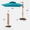 Best Choice Products 10ft Square Woodgrain Pattern 2-Tier Outdoor Solar LED Cantilever Umbrella w/ Base